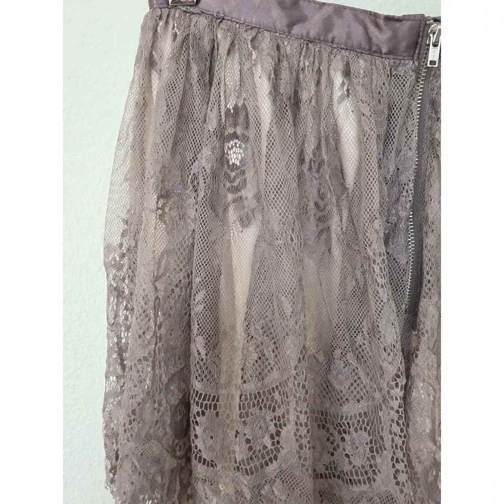 Divided H&M Size 6 Grey Lace Satin Mini Skirt Womens Short Princess Coquette